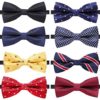 AUSKY 8 PACKS Elegant Adjustable Pre-tied bow ties for Men Boys in Different Colors（1&5&6&8Pack for option)
