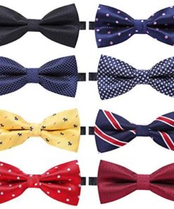 AUSKY 8 PACKS Elegant Adjustable Pre-tied bow ties for Men Boys in Different Colors（1&5&6&8Pack for option)