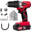 Avid Power 20V MAX Lithium Ion Cordless Drill, Power Drill Set with 3/8 inches Keyless Chuck, Variable Speed, 16 Position and 22pcs Drill/Driver Bits