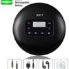 HOTT Rechargeable Portable CD Player, CD711 Personal Compact Disc Player with LCD Display, Stereo Earbuds, 10hr Battery Life, Electronic Skip Protection Anti-Shock Function - Black