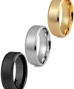 Jstyle Stainless Steel Rings for Men Wedding Ring Cool Simple Band 8 MM 3 Pcs A Set