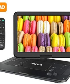 SUNPIN Portable DVD Player 17.9" with Large HD Swivel Screen, 6 Hours Rechargeable Battery, Anti-Shocking, Resume Play, Support AV in&Out/USB/SD Card, Region-Free, Remote Controller, Black