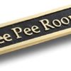 The Metal Foundry Pee Pee Room Brass Door Sign. Traditional Style Home Décor Wall Plaque Handmade UK.